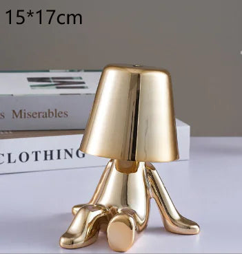 Modern Bedside Light Cute Golden Man Cordless Night Light